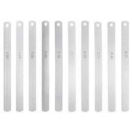 HARFINGTON 10 Blades Metric Steel Feeler Gauge Set, 0.06mm-0.35mm Thickness Filler Gauge, Offset Valves, Guitar Gauge Gage Measuring Tool, for Gap Width Thickness Measuring