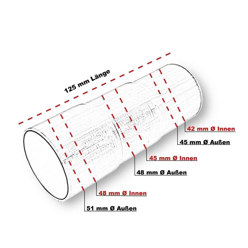 Reducer Stepped Pipe Stainless Steel Exhaust Adapter Taper (Diameter 42/45/48