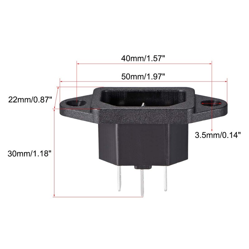uxcell C14 Panel Mount Plug Adapter AC 250V 10A /5A