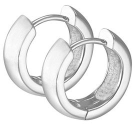 Cassini 3CYSX1 Folding Hoop Earrings Made of 925 Sterling Silver, Wide and Smooth Design, High Quality Jewellery for Women, Sterling Silver
