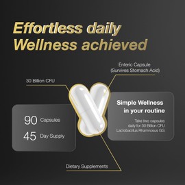 WISE CHOICE SUPPLEMENTS Lactobacillus Rhamnosus GG Probiotic | 30 Billion CFU | 90 Capsules | LGG Strain for Advanced Gut Health & Immune Support | 3rd Party Tested | Non-GMO & Gluten Free