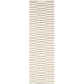 Safavieh Montauk Collection MTK715E Handmade Flatweave Ivory and Light Grey Cotton Runner (2'3" x 7')
