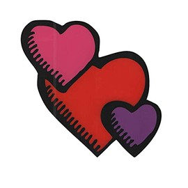 ProductWorks Valentine Jelz Reusable Gel Window Cling (Interlocking Fuchsia, Red and Purple Hearts, 1 Cling, 1 Sheet; Double-Sided)