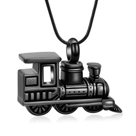 zeqingjw Cremation Jewelry for Ashes Mini Train Urns Necklace Ashes Pendant for Pets/Human Memorial Keepsake Jewelry, Stainless Steel, stainless steel