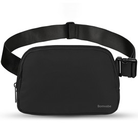 Bomvabe Crossbody Fanny Pack for Women, Mini Belt Bag 1L with Adjustable Strap 32" to 51", Small Waist Bag for Travel Running (02- Black)