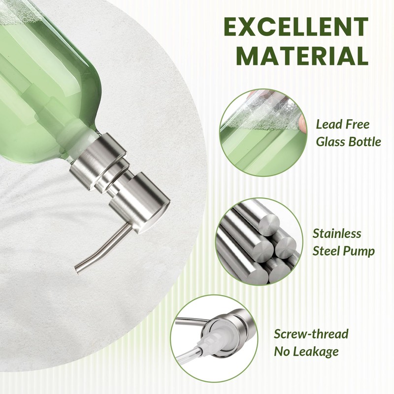 AmazerBath Soap Dispenser, 2 Pack Glass Soap Dispenser with Pump