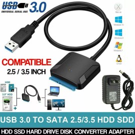 WhizzoHead USB 3.0 to SATA III Adapter for 2.5" 3.5" SSD HDD Hard Drive with 12V/2A Power