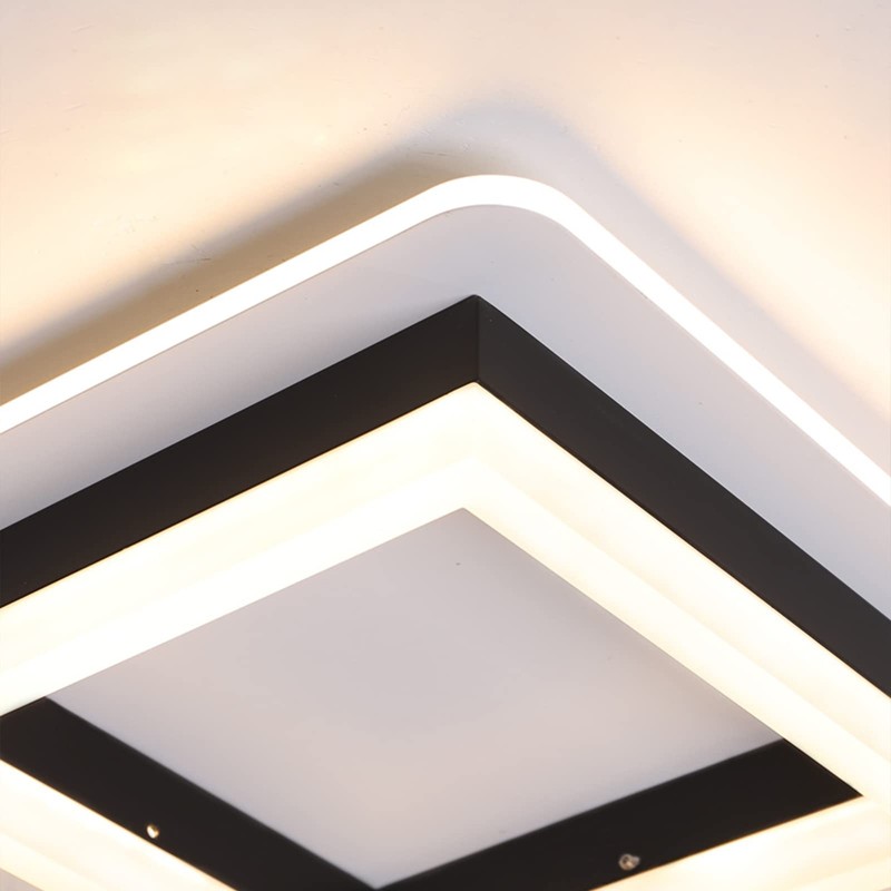 CANEOE Square Modern Led Ceiling Light Fixture, 24W Black Flush