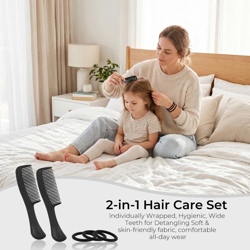 30pcs Bulk Hair Combs & 100pcs Hair Ties Set, No