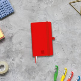 FINOCAM – Nexo Notebook Hard Cover Dotted Red | Small Notebook with Micro-Perforated Pages | Pocket and Pen Holder | 72 Pages, Ideal as a Bullet Journal