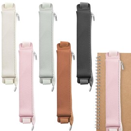 Gipoowaa 5 Pcs PU Leather Elastic Band Pencil Case, Adjustable Pen Sleeve Pouch for Notebook, Planners and Binders, Keeps Organized and Prevents Ink Stains in Bags, Perfect for Office and School