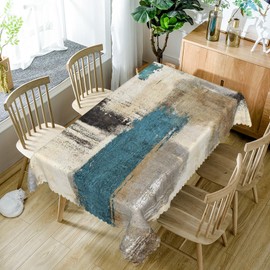 SIEDYCV Vintage Beige Blue Grey Graffiti Tablecloth, 52x70 Inch Abstract Oil Painting Texture Rectangle Fabric Rectangle Table Cloth,Waterproof Table Cover for Kitchen Patio Party Cafe Home Decor