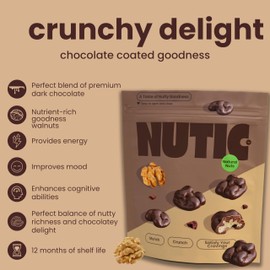 Nutic Dark Chocolate Covered Walnuts - 5 Lb, Premium Roasted Walnuts Drenched in Rich Dark Chocolate, Irresistible Gourmet Treats for Snacks & Gifts, Made in USA - (Pack of 1)