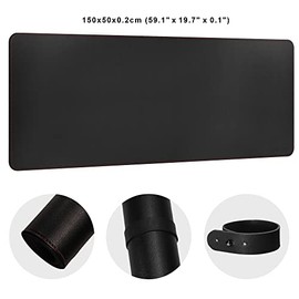 ZORESYN Alfombrilla de Escritorio de Oficina, 150x50cm Almohadilla para Mouse para Juegos, Alfombrilla de Ratón Extra Largo, Base Antideslizante - Negro