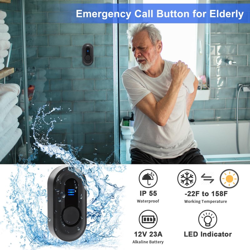 Wireless Caregiver Pager Call Button Nurse Call System 500Ft Range