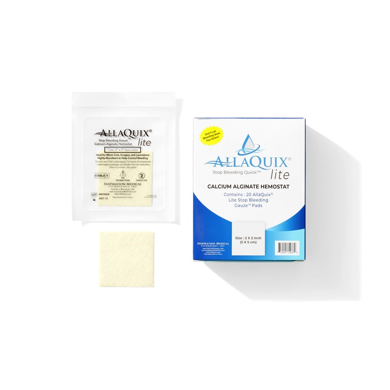 Stop Bleeding Fast – AllaQuix Lite Hemostatic Gauze Pads 2"