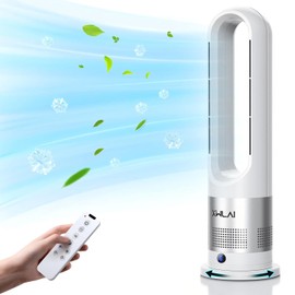 Bladeless Tower Fan for Bedroom, 26Inch Oscillating Cooling Fans with Remote, 90° Swing, 8 Speeds, 9H Timer, LED Display, Quiet Electric Standing Tower Fan Floor Fan for Home with Children/Pets/Elders