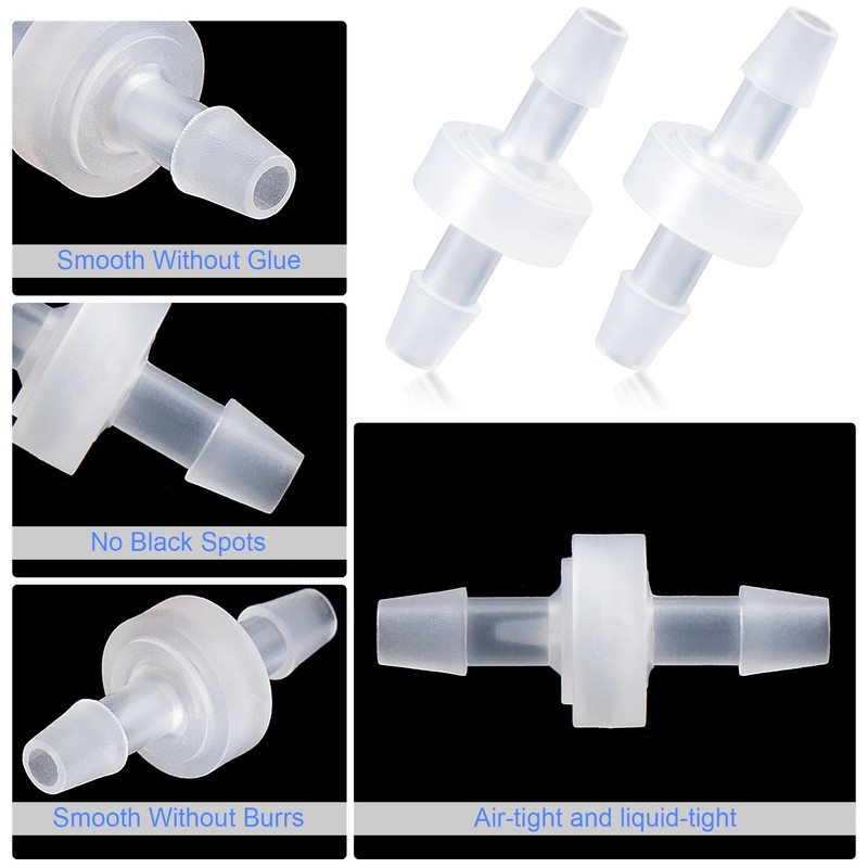PAGOW 1/4 Inch Check Valve, 4 Packs 6mm One-Way Barb