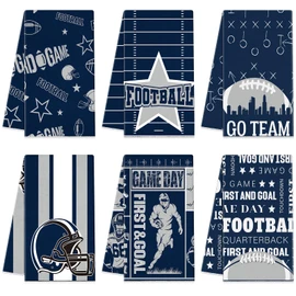 Peryiter 6 Pieces Football Towel Set Cowboys Party Gift for Men Kitchen Decorative Towels Sports Gym Towels for Housewarming Gifts Cooking Baking Home, 28 x 18 in(Blue, Cowboy)