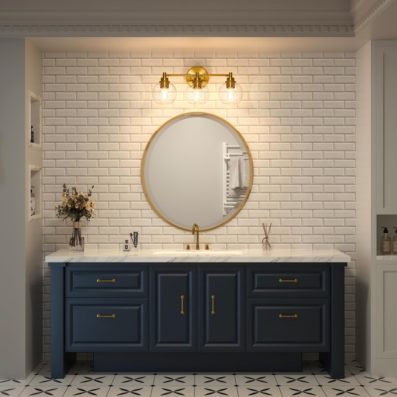VONLUCE Bathroom Light Fixtures, 3-Light Bathroom Vanity Light with Globe