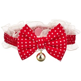 Watamote Turkey Cat Polka Dot Cat Ribbon Color , Red