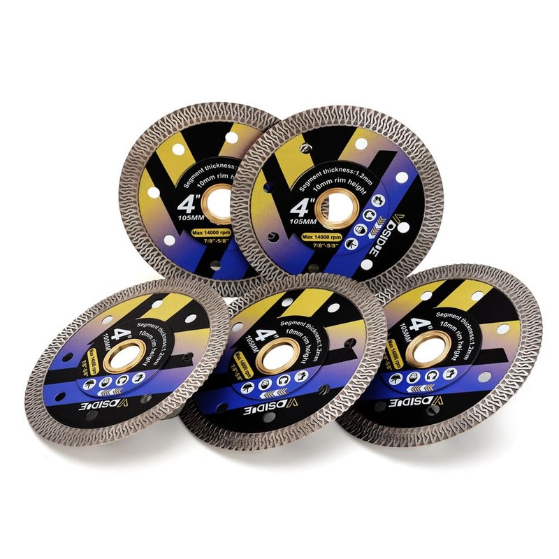 VOSIDUE 5Pcs/Box Super Thin 4" Diamond Turbo Blade Tile Saw