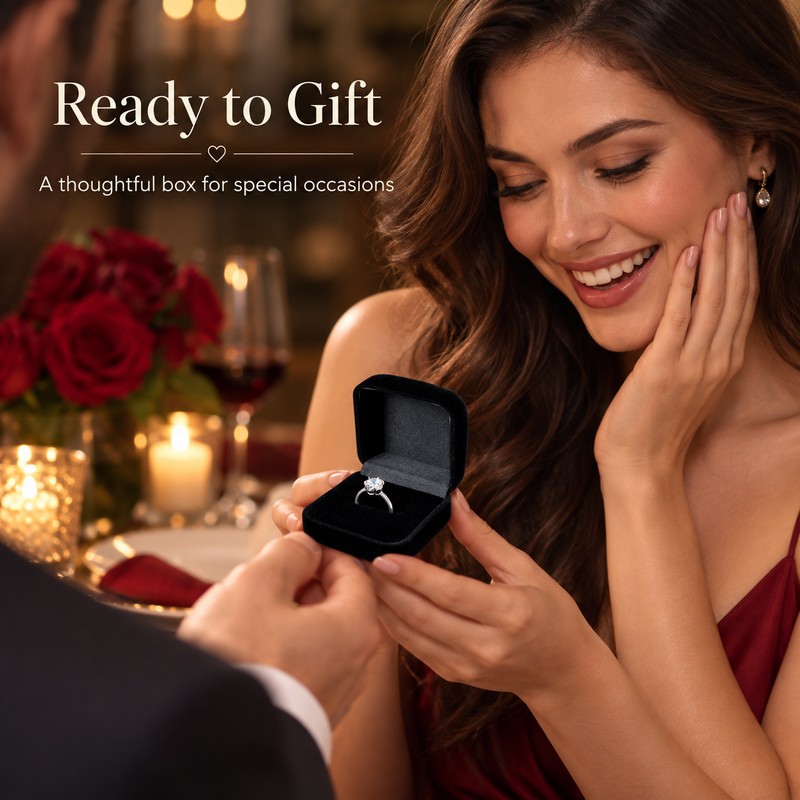 Black Velvet Ring Box – Foldable Engagement & Wedding Ring