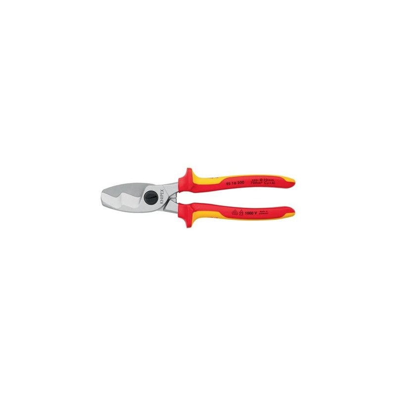 Knipex Cable Shears with twin cutting edge chrome-plated, insulated with