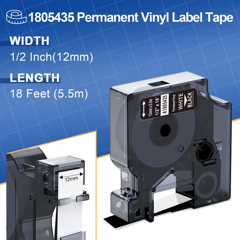 Rhino 4200 Label Tape Compatible with Dymo Rhino White on