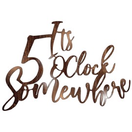 Demissle Metal Bar Signs for Home Bar Decoration It's 5 O'clock Somewhere Word Sign 10 x 15 Vintage Retro Metal Bar Wall Art Black Hanging Sign for Home Bar Salon Farmhouse Kitchen (Vintage Brown)