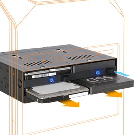 ICY DOCK flexiDOCK MB014SP-B R1 Strapless Internal Hot Swap Dock for 4X 2.5 Inch SATA/SAS SSD/HDD in 1x 5.25 Inch Bay with Eject Buttons