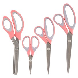 JubileeYarn Titanium Softgrip Scissors Set - Pinking, Sewing, Arts, Crafts, Office - 1 Set of 4 - Pink