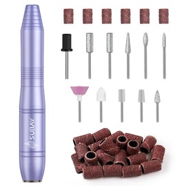SUBAY Portable Electric Nail Drill Machine,Compact Electric Nail File for Acrylic Nails,Gel Nails,Dip Powder Nails,Manicure Pedicure Tools E file Nail Drill Come with 11Pcs Nail Drill Bits and 26PCS Sanding Bands for Salon Home Use ,Purple
