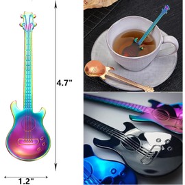 7Pcs Guitar Spoon Set,Guitar Spoons Coffee Teaspoon,Guitar Coffee Spoons,304 Food Safe Stainless Steel Tea Dinner Table Mixing Spoon Kit,f or Dessert,Ice Cream,Tea, Stirring,Mixing (Guitar Spoon)