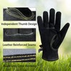 AOUCHI Leather Gardening Work Cowhide Gloves with Cotton Lining for