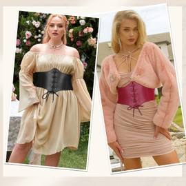 2 Pack Women's Elastic Costume Wide Waist Belt Hollow Out Rivets Stretch Waistband for Women by JASGOOD?Fits Waist 36"-39",C-Black+Red