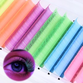 6 Colours Coloured False Eyelashes Colourful Eyelashes 13 mm Eyelashes Colourful Eyelash Extensions Eyelash Lashes Extension Glow Under UV Light Black Light for Festivals Events Parties and DIY Makeup
