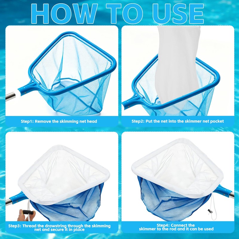 2Pcs Ultra Fine Mesh Net Bag for Pool Skimmer Net