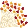 YQUQWN 120 PCS Maple Leaf Fall Cocktail Picks 4.7 Inch