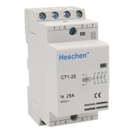 Heschen Household AC Contactor CT1-25 4 Pole Four Normally Open 220V/240V Coil Voltage 35mm DIN Rail Mount