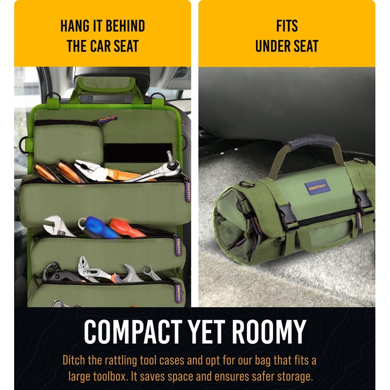 CRAFT911 Durable Tool Bag Organizers w/Detachable 6 Tool Pouches –