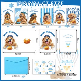 Motiskyy 24 Set Happy Hanukkah Cards Chanukah Greeting Cards with Envelopes and Stickers Dog Potato Latke Jewish Menorah Hanukkah Puppy Party Gift Greeting Cards Jewish Holiday Cards Party Decorations