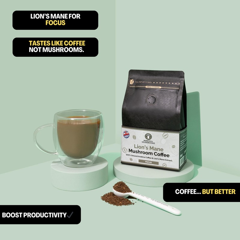 Merryhill Mushrooms - Lion’s Mane Mushroom Ground Coffee - Focus
