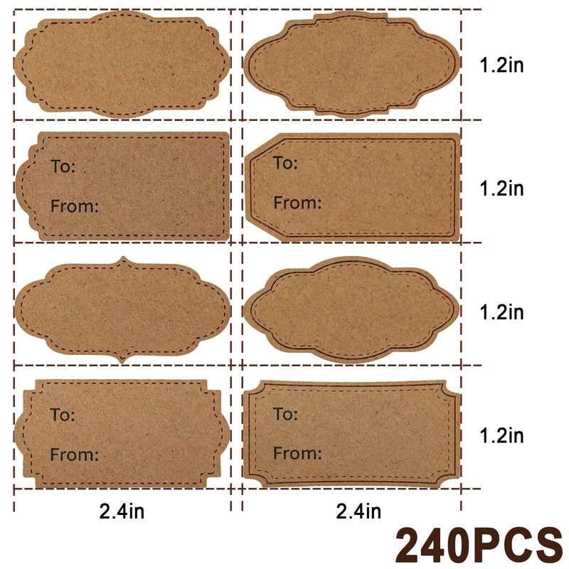 Natural Brown Kraft to and from Gift Tag Stickers 1.2"X2.4",