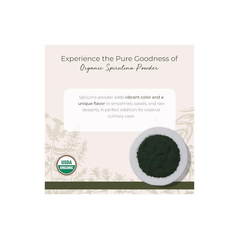 Starwest Botanicals Certified Organic Spirulina Powder, 1 Pound Bulk Bag