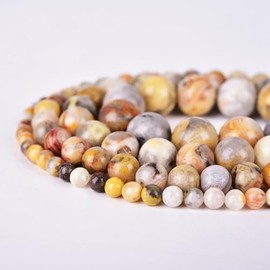 Asingeloo - abalorio de ágata de encaje natural de 10 mm para joyas, abalorio redondas y sueltas, abalorio de piedras preciosas para bricolaje, abalorio de poder curativo, 15 en un hilo