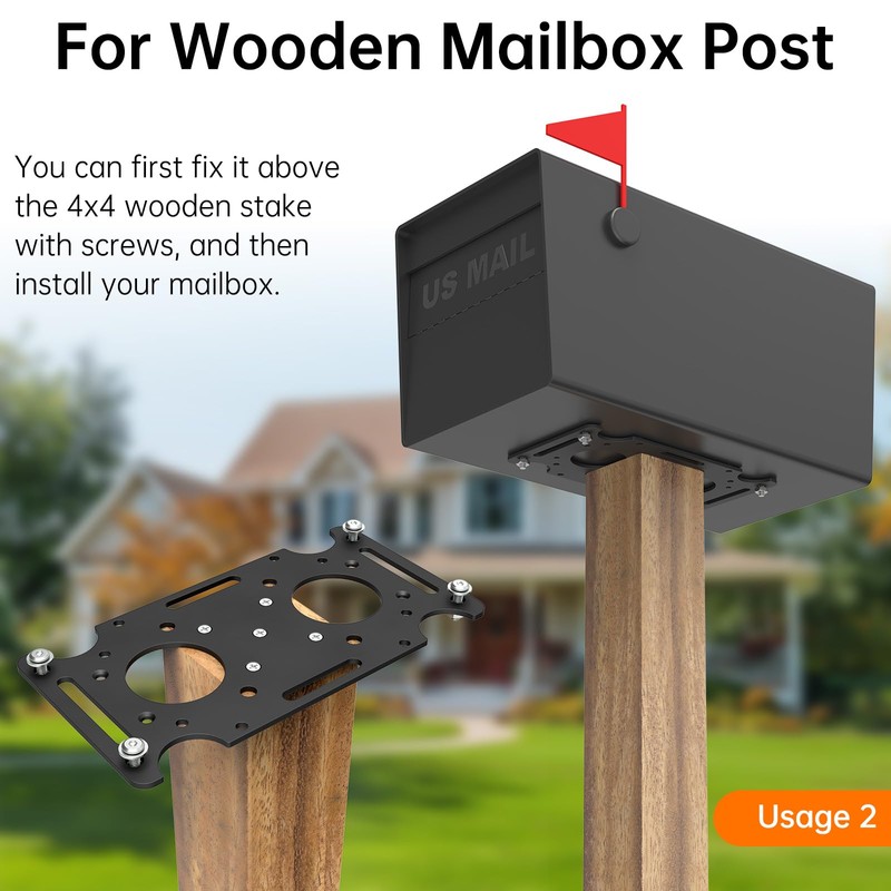 Mailbox Mounting Bracket, Plate for Post Mount Mailboxes, Compatible with