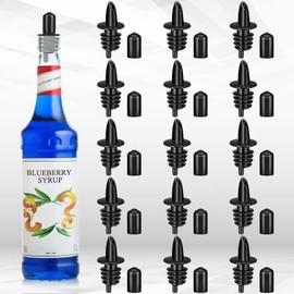 Bottle Pourers Syrup Pour Spouts Including Snow Cone Syrup Liquor Bottle Pourers and Rubber Dust Cap Covers Dispenser Accessories(30 Pcs)