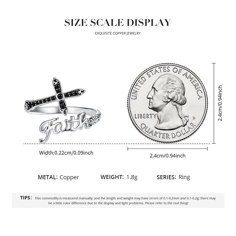 MUNDELL Vintage Cross Open Ring Christian Faith Wrap Finger Rings