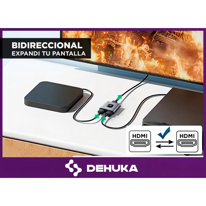 Switch Splitter Hdmi Bidireccional Calidad De Imagen 4k Dehuka